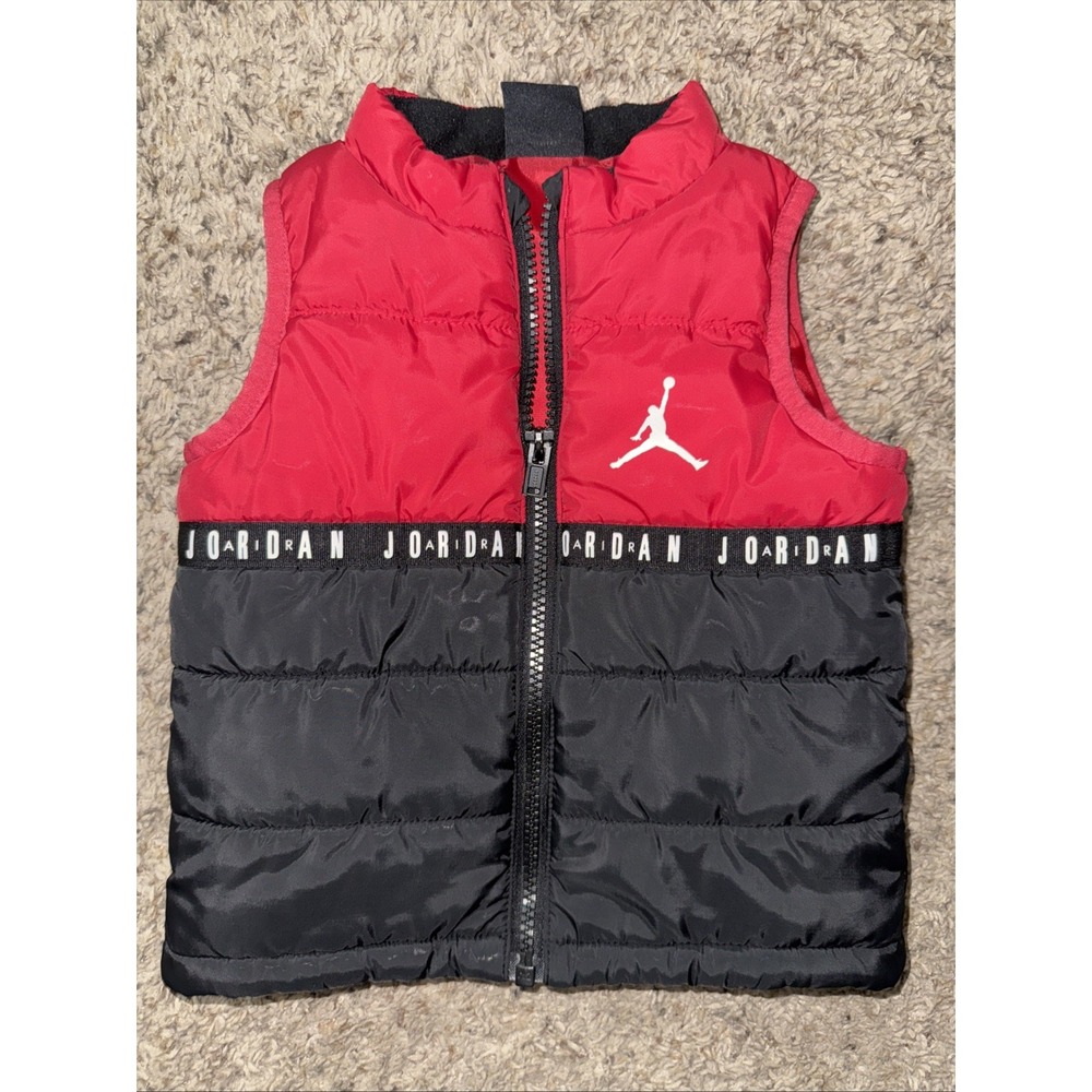 Nike Air Jordan Baby Boy Puffer Vest Size 18M Vest Only Red Black Basketball